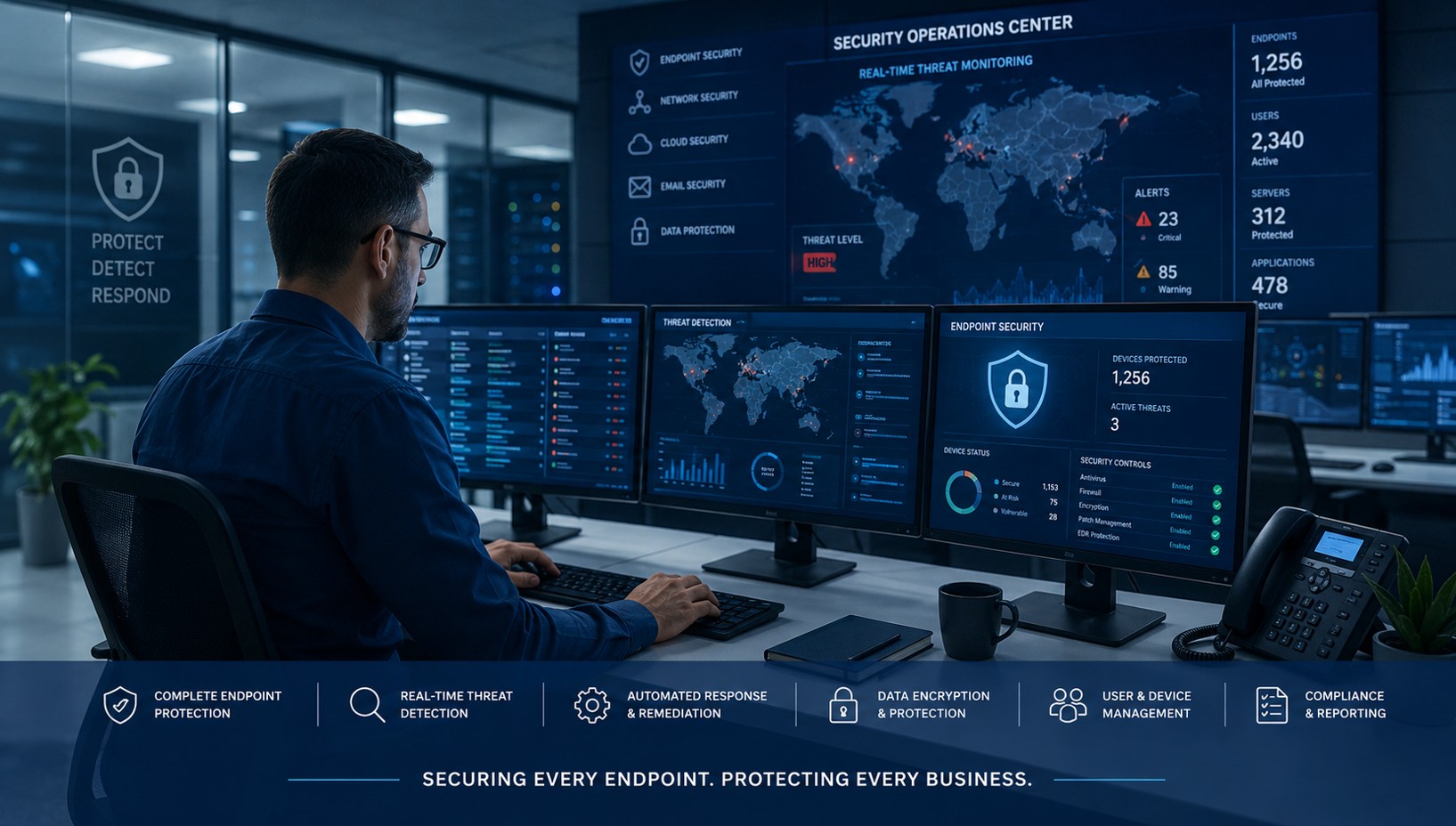 Endpoint security operations dashboard for threat detection and response