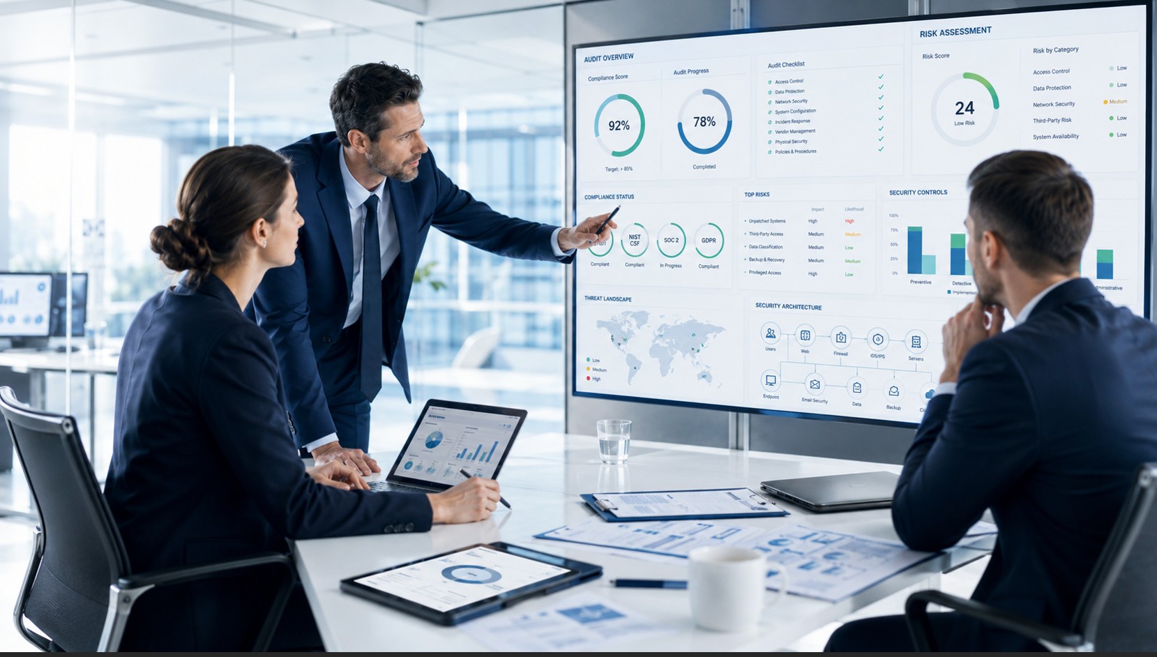 CISO-led internal security audit evidence review and risk prioritization for an Orange County organization