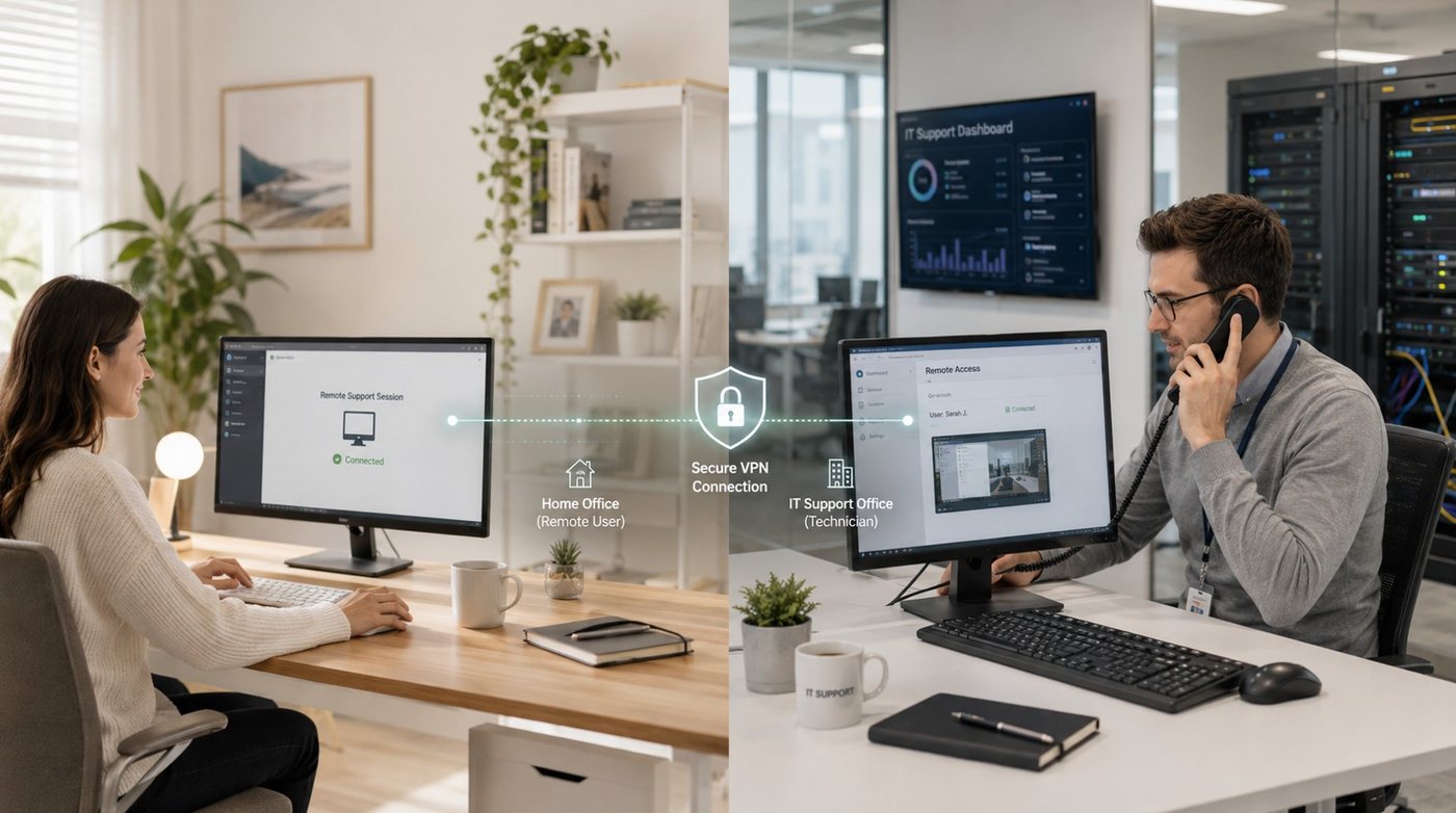 Managed IT support team helping implement cybersecurity and infrastructure improvements