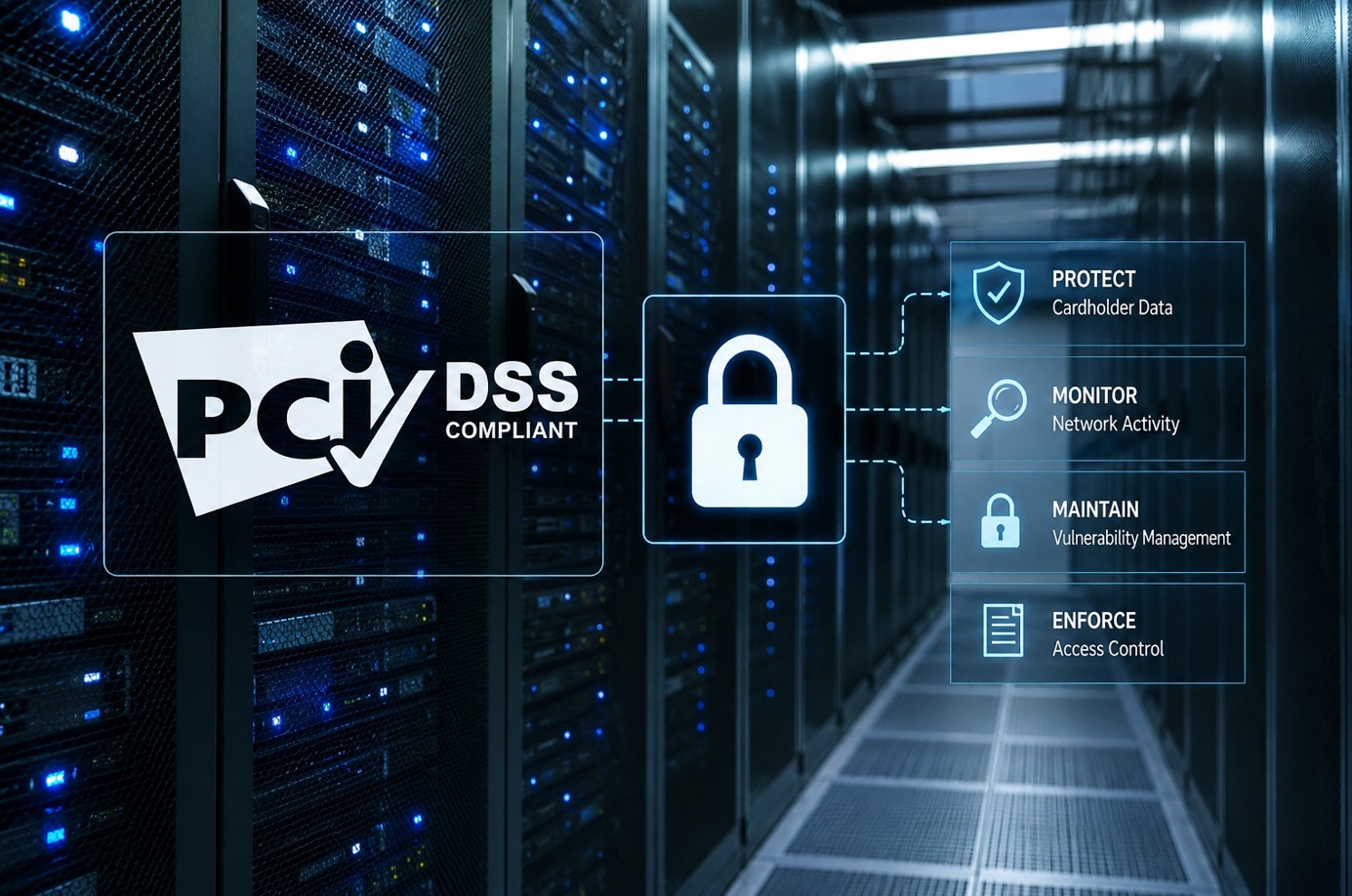PCI DSS technical security assessment visual for cardholder data protection and access control
