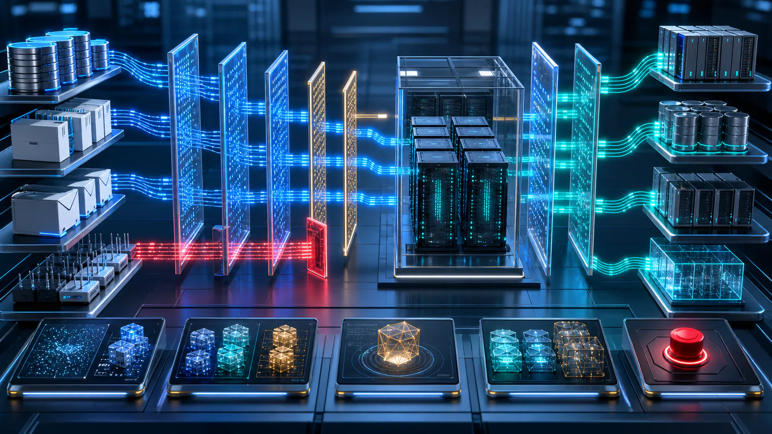 AI Security Governance in 2026: What Businesses Should Inventory, Approve, Monitor, and Test 1 Enterprise AI data flows separated into approved and blocked paths with access control, data classification, monitoring, testing, and human review