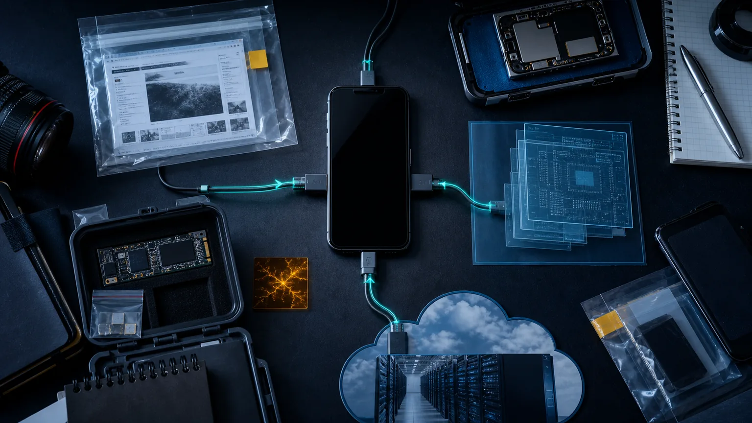Layered iPhone exploit investigation correlating a web request, browser process, operating system privilege boundary, and business response controls