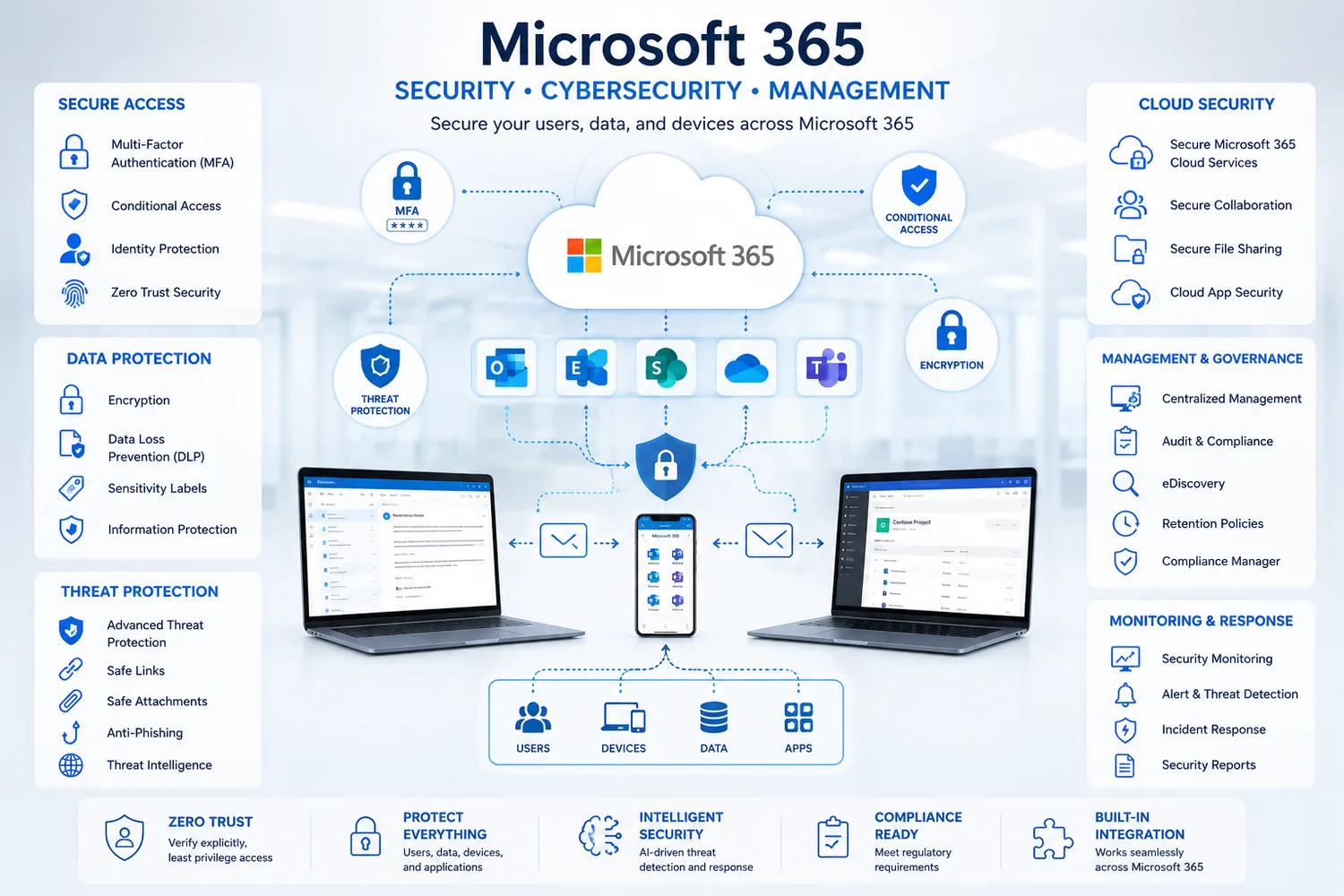 Microsoft 365 security controls infographic