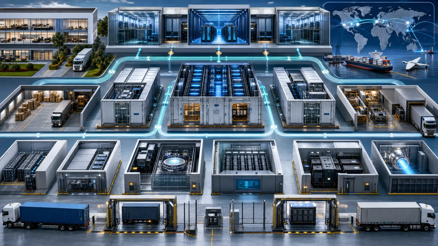 Enterprise AI supply chain connecting buyer systems, application provider, model hosting, regions, subprocessors, identity, audit, export, and deletion controls