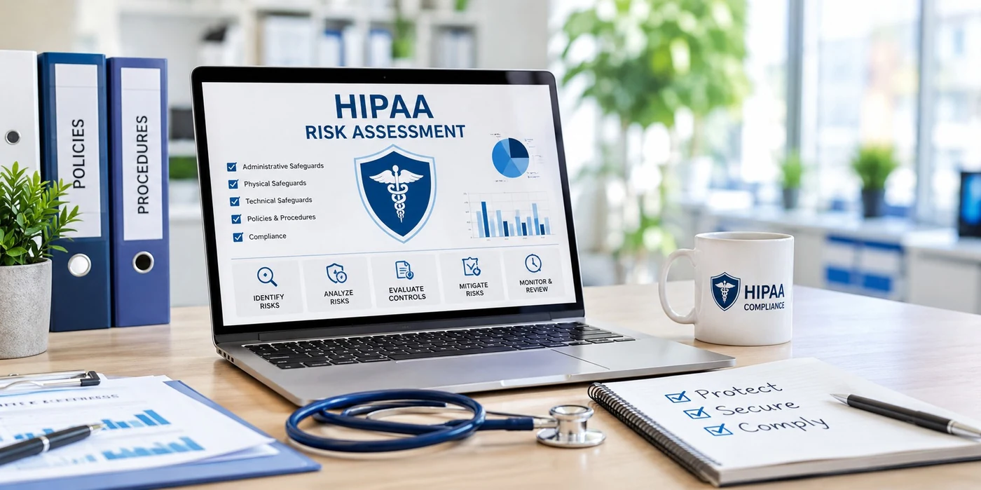 Are You HIPAA Compliant? 1 HIPAA risk assessment workspace with policies, procedures, a protected medical record, and a compliance checklist