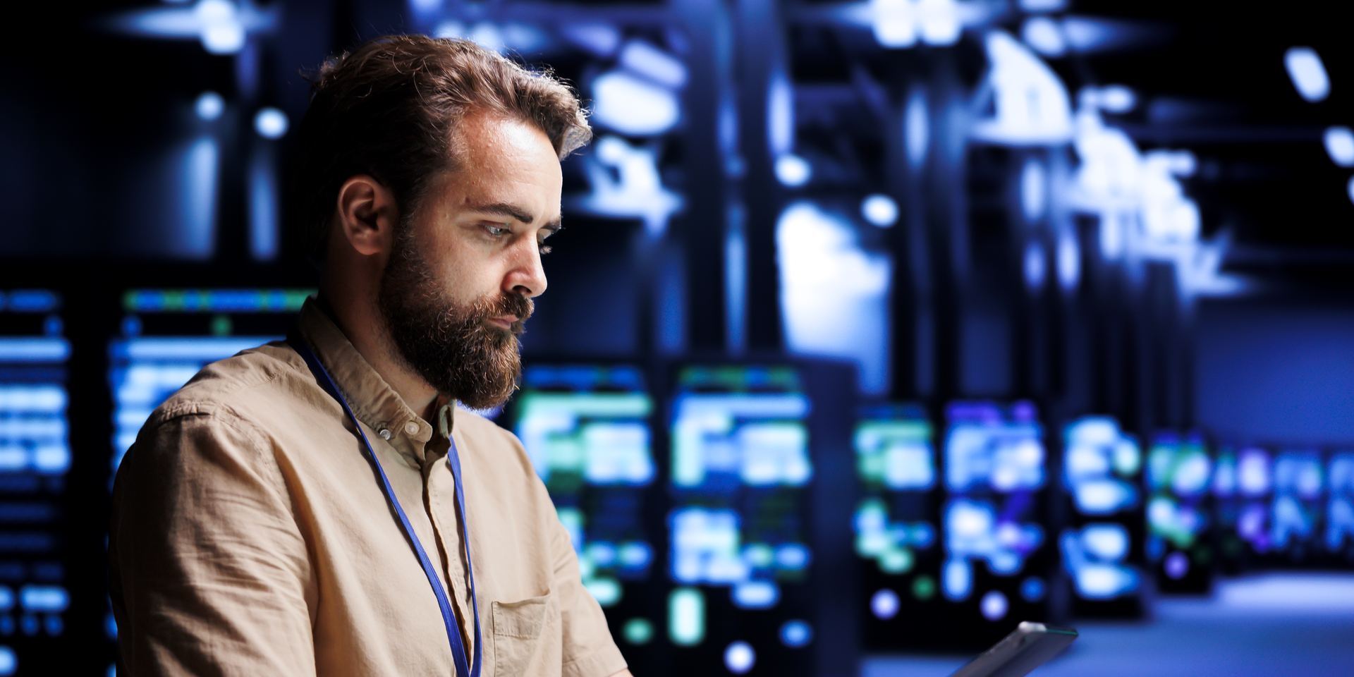 Security analyst reviewing systems after a data breach
